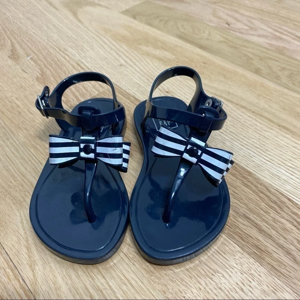 Gap Jelly Sandals Bow Accent Blue White Sz 8 Girls